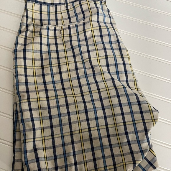 Gimbels Vintage Mens Bermuda Plaid Cotton Yellow Blue Inseam 7 Shorts - Picture 7 of 9